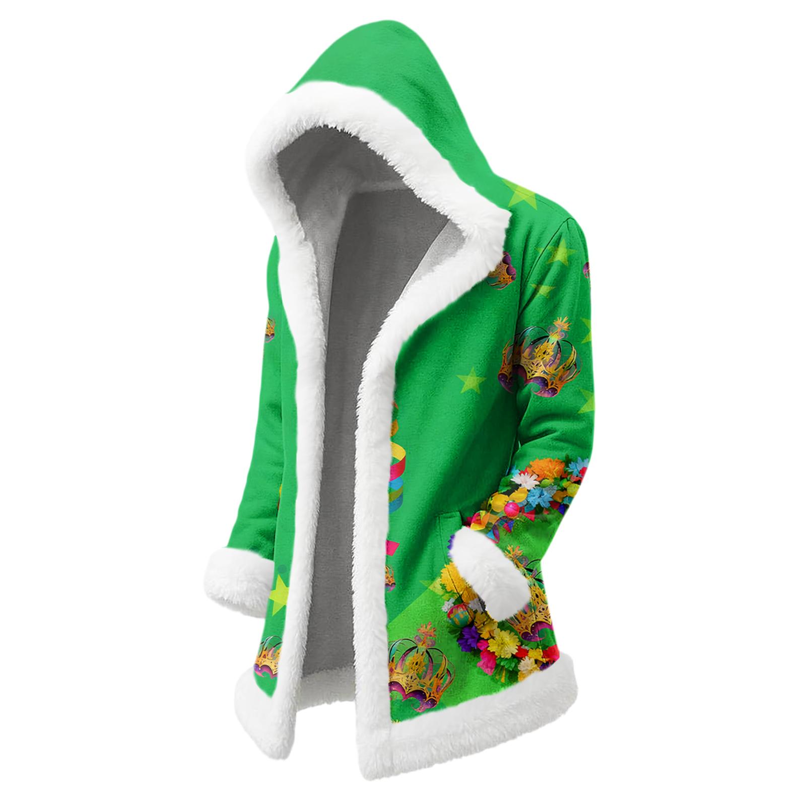 

Unisex Casual And Fashionable Plush Collar Hooded Long Sleeved Carnival Print Jacket M
