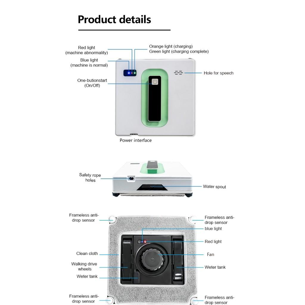 Dual Water Spray Window Cleaning Robot Remote Control Automatic Window Cleaner Robot App Control Robot Window Washer