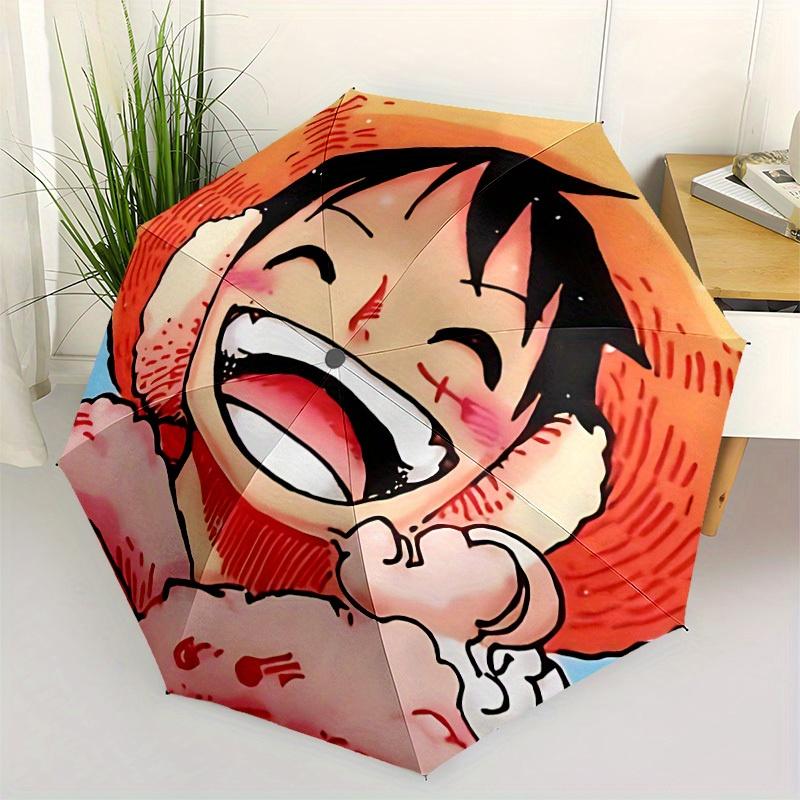 Luffy, Laughing Automatic Folding Umbrella with Sturdy Iron Frame, Portable Compact Travel Umbrella All-Season Use Parties010