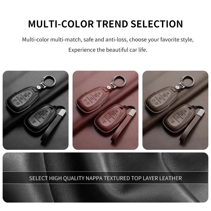 Leather Car Key Case Cover Holder Keychain Shell for Chevrolet 2017 2018 2019 Malibu Camaro Cruze Traverse Sonic Volt Equinox