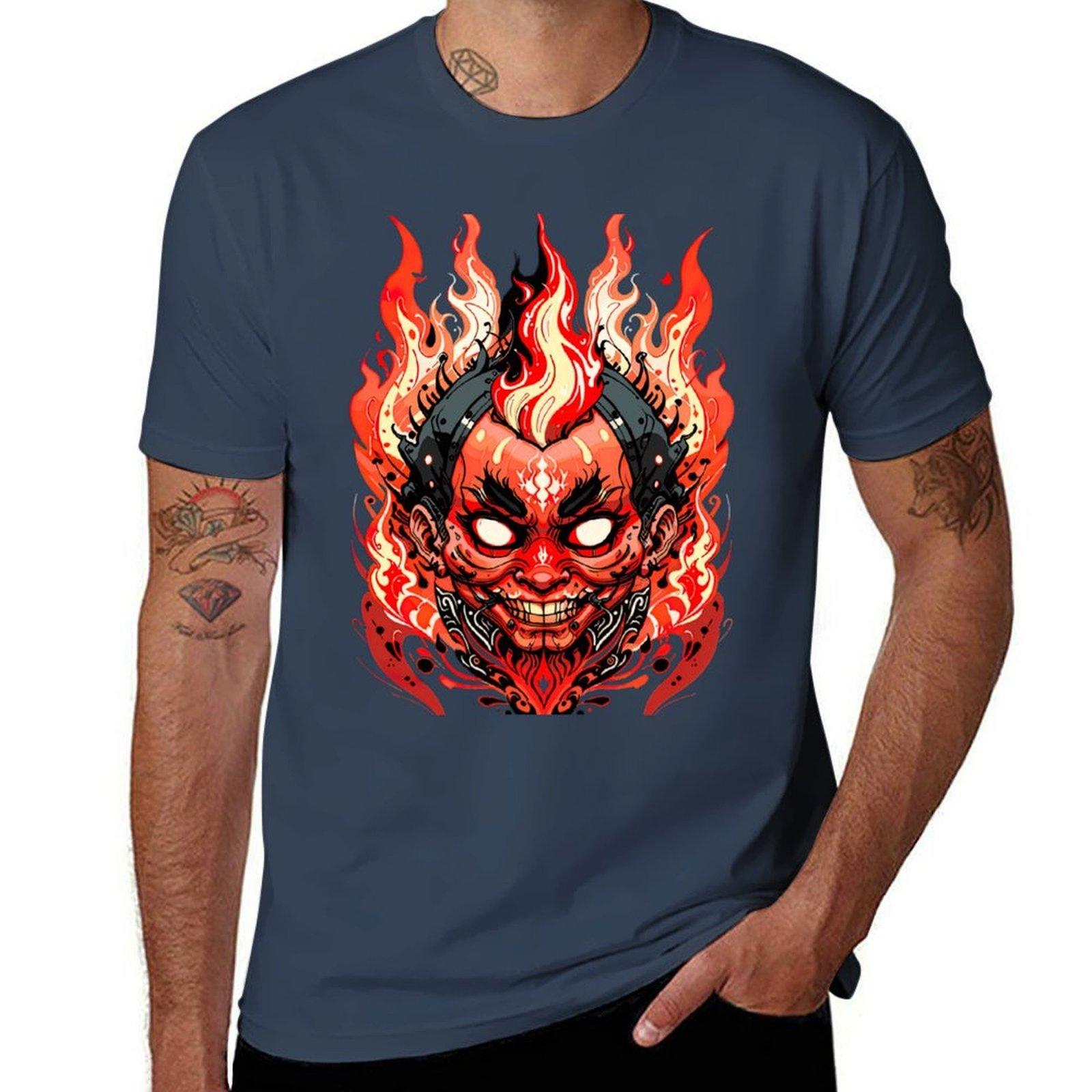 Japanese Demon Tshirt Fashion Print Casual Short Sleeve S