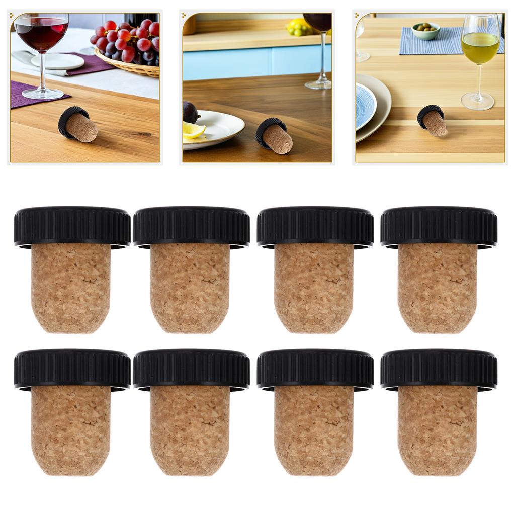 10pcs Bottle Stopper Cork Stoppers Corks Cap Saver Wooden Bottles Sealing Plug Reusable sealer Beverage Topper Accessories 5
