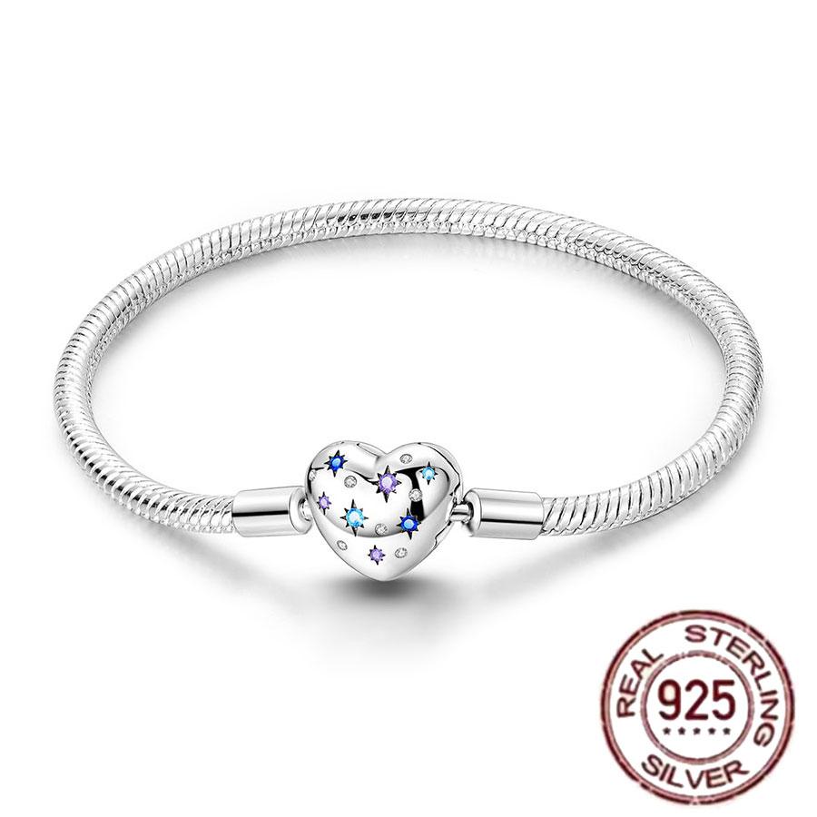 Best-selling 925 Sterling Silver Heart-shaped Crown Snake Bone Chain, Perfect for the Original DlY Bracelet! Ladies' Birthday Fa