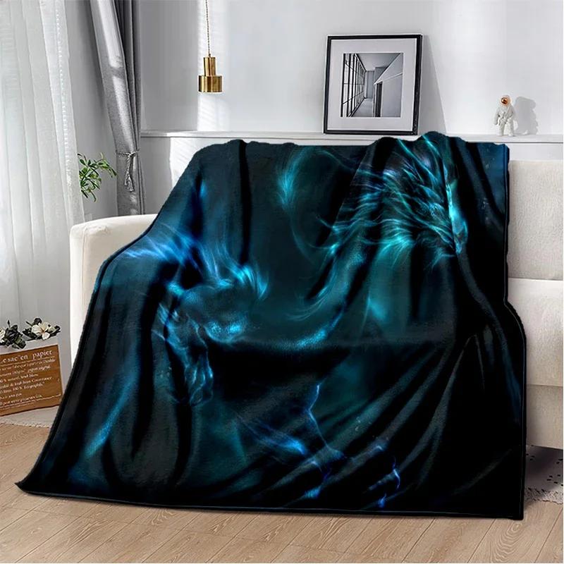3D Print Chinese Dragon Blanket Soft Sofa Cover Throw Blanket Fleece Tapestry Lightweight Warm Bed Blankets for Bedroom Couch