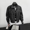 TikTok American locomotive style stand-up collar tie-dye jacket cotton clothes men's autumn trendy loose leather clothes couple baseball clothes