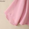 ZANZEA Women Casual Stand Collar Solid Color Loose Long Sleeve Blouse