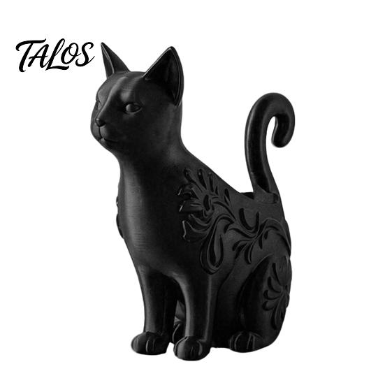 Elegant Black Cat Home Accents 3D Printed Figurines, Multi-purpose Incense Holder Mini Flower Statue Ornament Pot, Desktop Storage Organizer for Decor