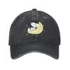 Cartoon Sleeping On the Moon Baseball Cap for Unisex WoUnisex Distressed Denim Snapback Cap Workouts Unstructured Soft Caps Hat