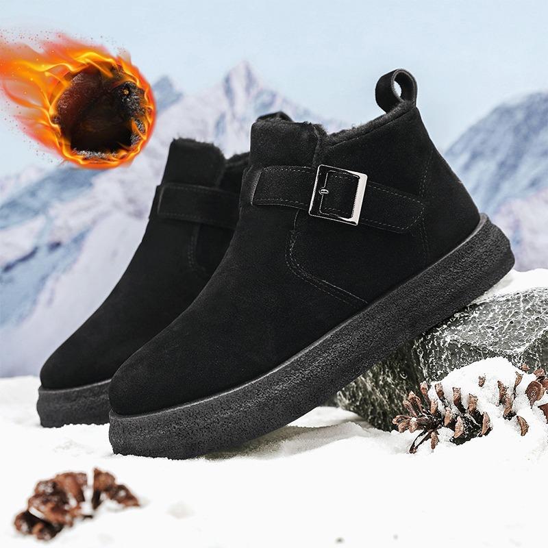 

Men s Snow Boots Winter Warm Plush Cotton Shoes Anti Slip and Wear-resistant Autumn and Winter New Versatile Couple Snow Boots 44 чёрный