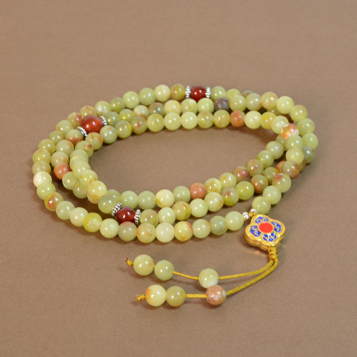 Saffron Multi-Strand Couple s Bracelets with Jade Necklace Dual-Use