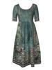 2024 Summer Bohemian Print Women's Maxi Dress with Round Neck and Short Sleeves