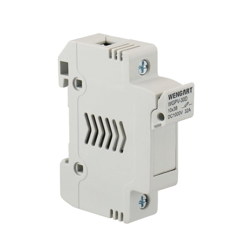 Wengart Solar Fuse Holder WGPV-30D,1 Pole DC1000V 35mmDIN Rail Mount Fuse Holder for fuse 10x38mm gPV Up to 32A,18 to 8 AWG