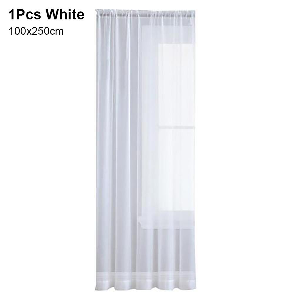 1/2Pcs Rod Pocket Voile Sheer Curtain Door Drape Shades Living Room Bedroom Kitchen Decoration