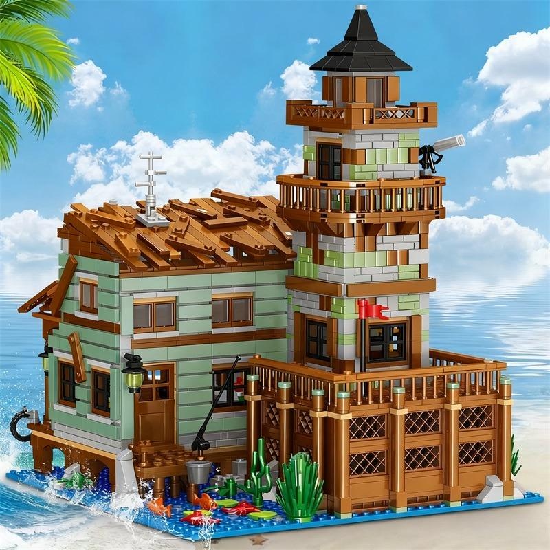 Fisherman'S Wharf Zhegao Blocks Light House Building Bricks Cabin Juguetes Diy Toys For Girl Gift Adult Present New Year
