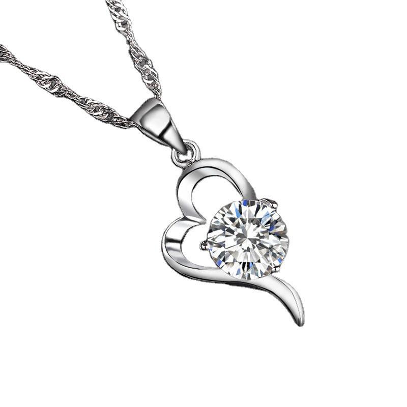 Weihua Women's Silver-Plated Necklace – Korean Fashion Love At First Sight Pendant
