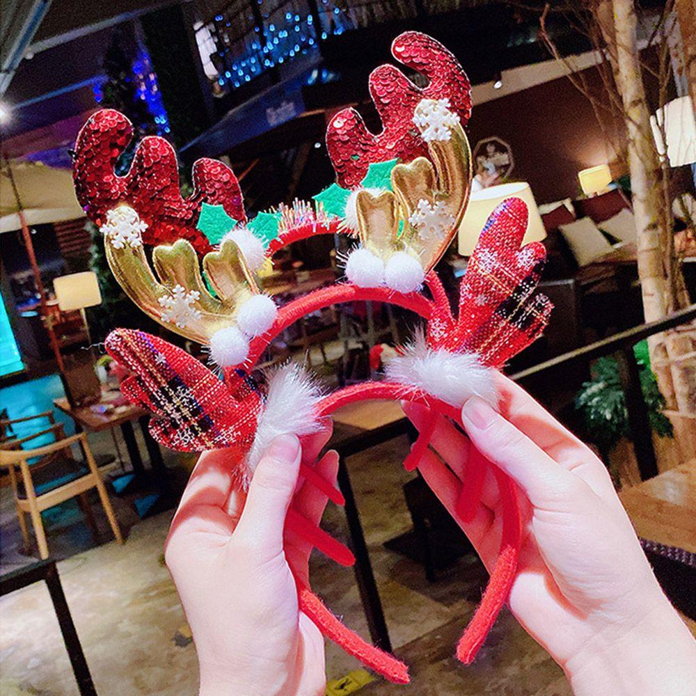 Ornaments Elk Antlers Reindeer Headwear Christmas Decorations Xmas Hairband Christmas Headbands