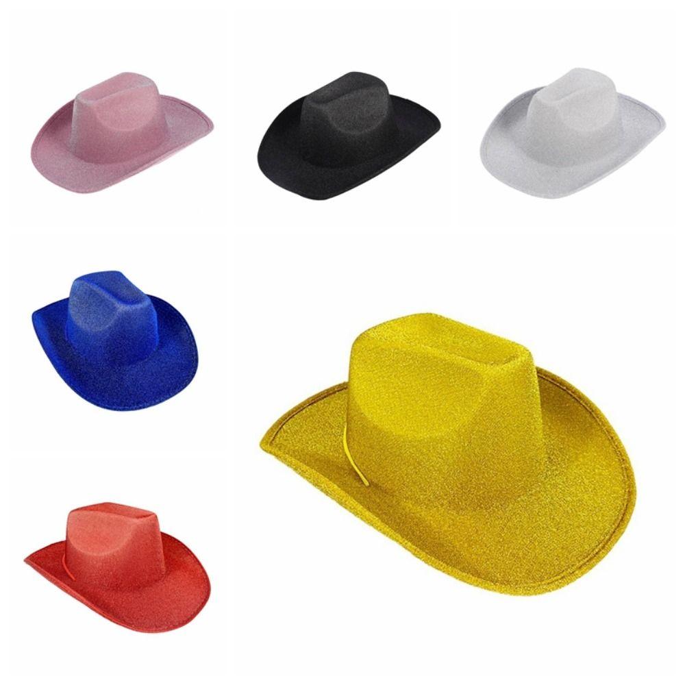 Glitter Pink Western Cowboy Hat Solid Color Cowgirl Hat Fashion Bowler Hat Show