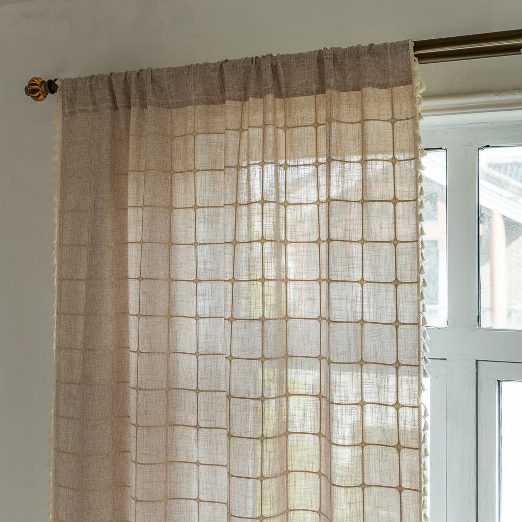 Curtain Finished Kitchen Bedroom Small Window Bay Window Half Curtain Privacy Decoration Gray Short Curtain