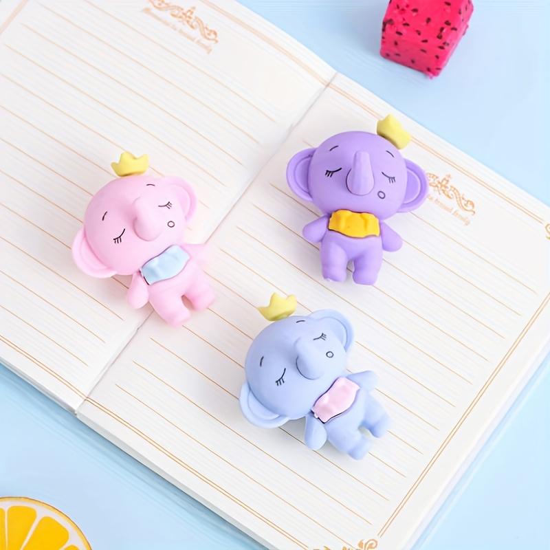 Set da 6 Gomme da Cancellare a Forma di Elefante Color Caramella Cartone Animato - Adorabile Cancelleria per Studenti e Scuola per Bambini