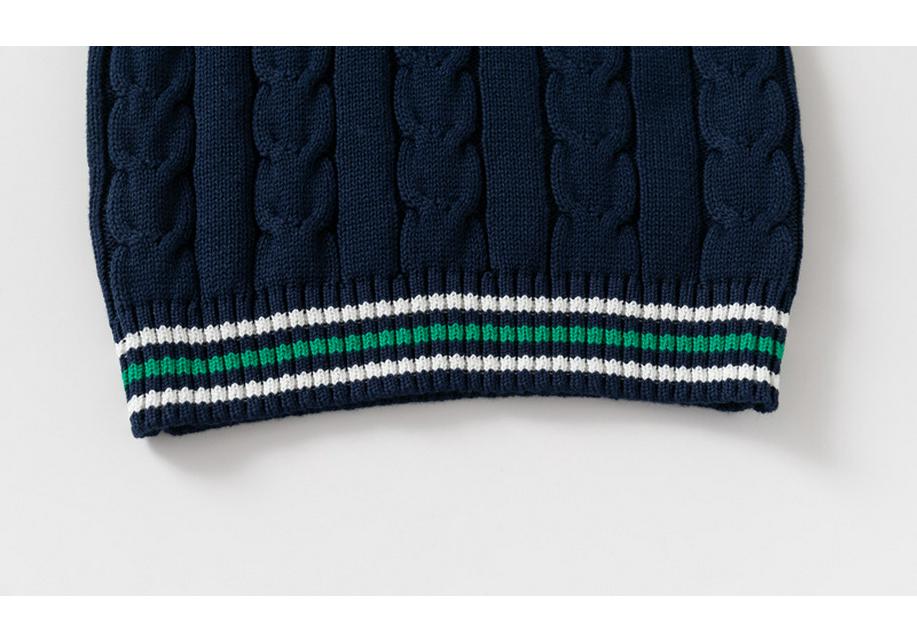 Autumn/Winter Boys' British Style V-Neck Thick Knit Cotton Yarn Sweater Vest