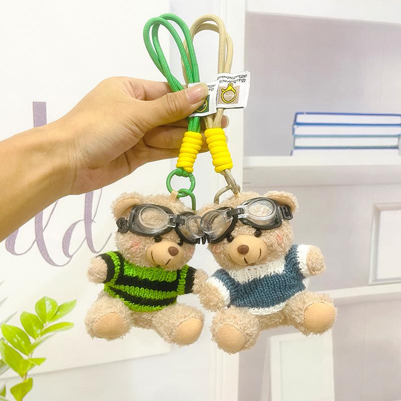 Cool Teddy Bear Plush Keychain Cute Stuffed Animal Pendant For Student School Bag Backpack Charm Accessory