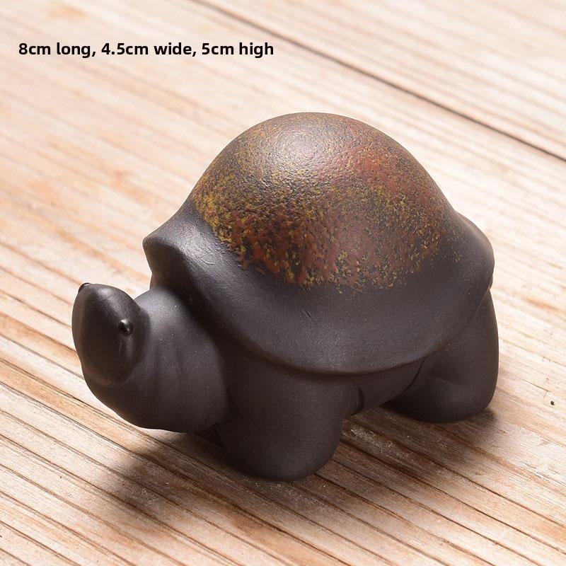 Handmade Mini Purple Clay Turtle Tea Pet Nurturable Animal Figurine for Gongfu Tea Ceremony Home Desk Decor Gift