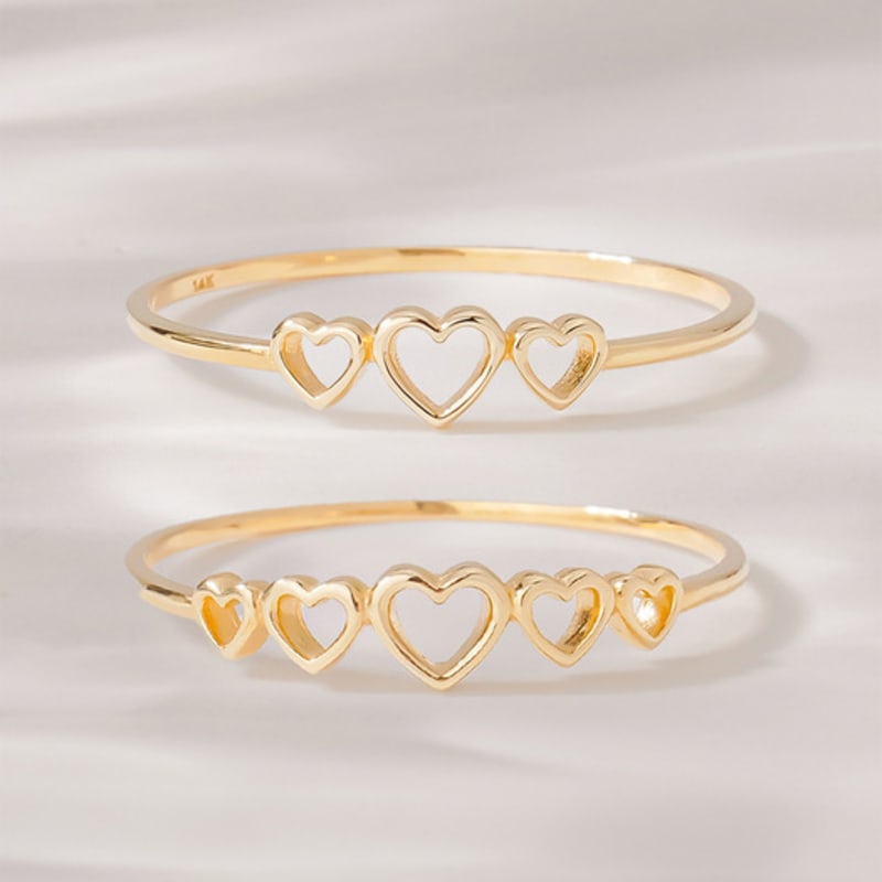 JEWNEL 14K Love Line Heart Point Layered Ring (2 Types)