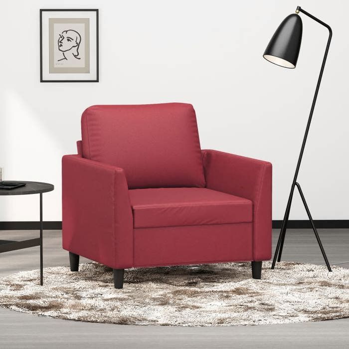VidaXL Fauteuil, Chaise de Relaxation avec Coussin, Siège avec Accoudoirs et Dossier, Fauteuil TV de Salon, Moderne, Rouge 359326