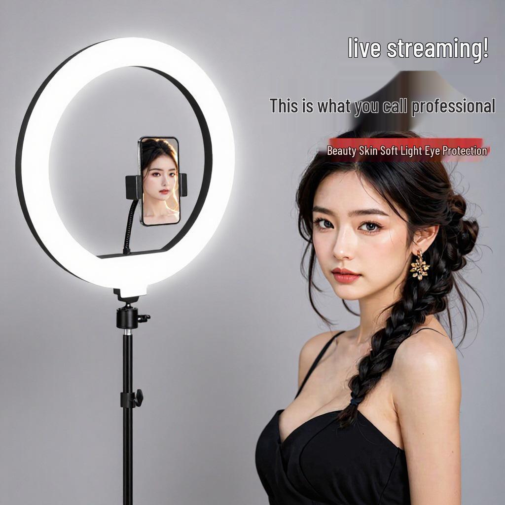 Desktop Ring Light for Live Streaming & Selfies - Facial Beauty Lighting for Tender Skin & Video Recording