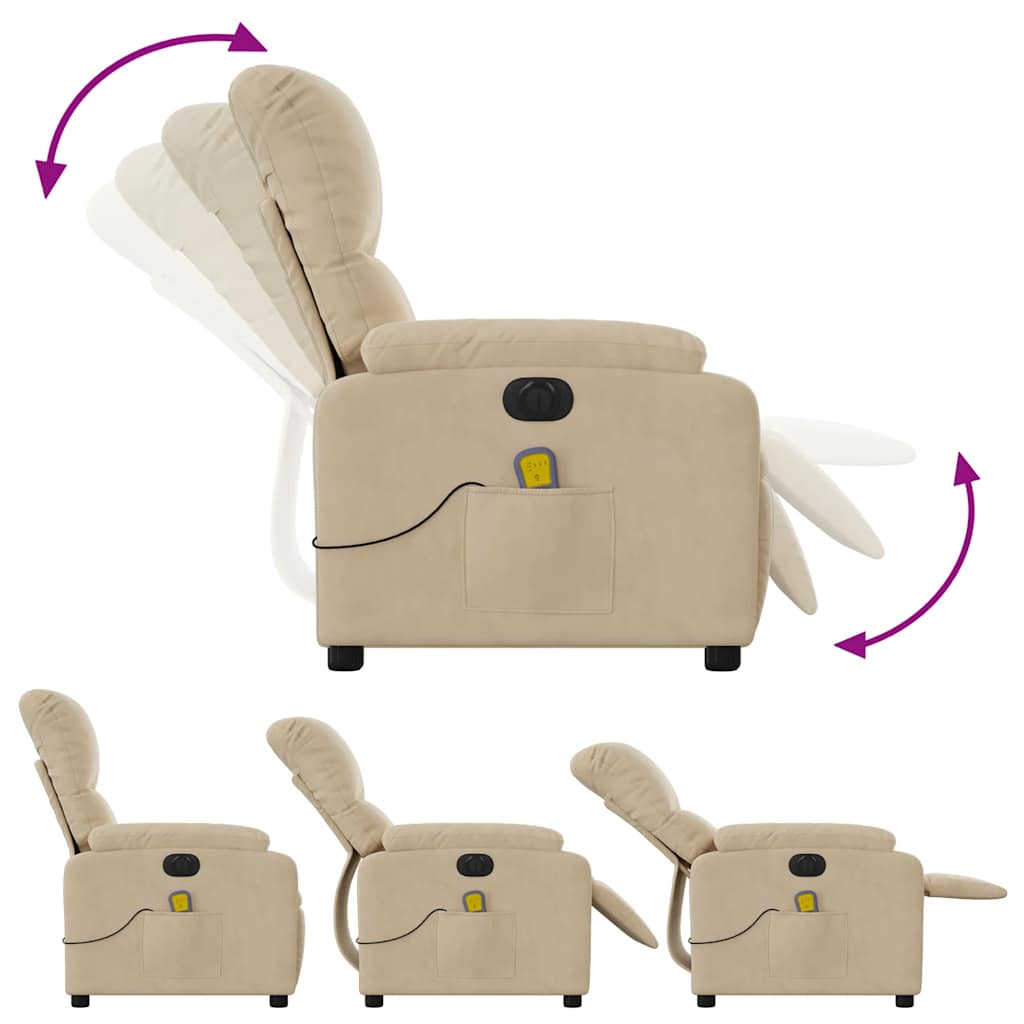 Electric Massage Chair Cream Microfiber Fabric