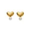 European & American 18K Gold-Plated Heart-Shaped Pearl Earrings with Musical Note Design