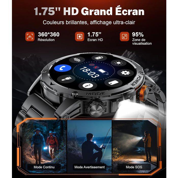 LIGE Men's Smartwatch 1.75'' HD, 1000mAh, 120+ Sports, IP68, Heart Rate &; Sleep, 3 Bracelets, Android iOS