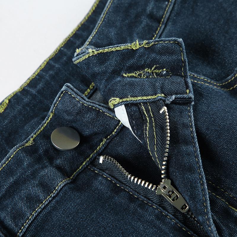Plant Printed Embroidery Y2K Flare Jeans Women Vintage Skinny Boot Cut Trousers Fashion Street 2000s Denim Pants Fall
