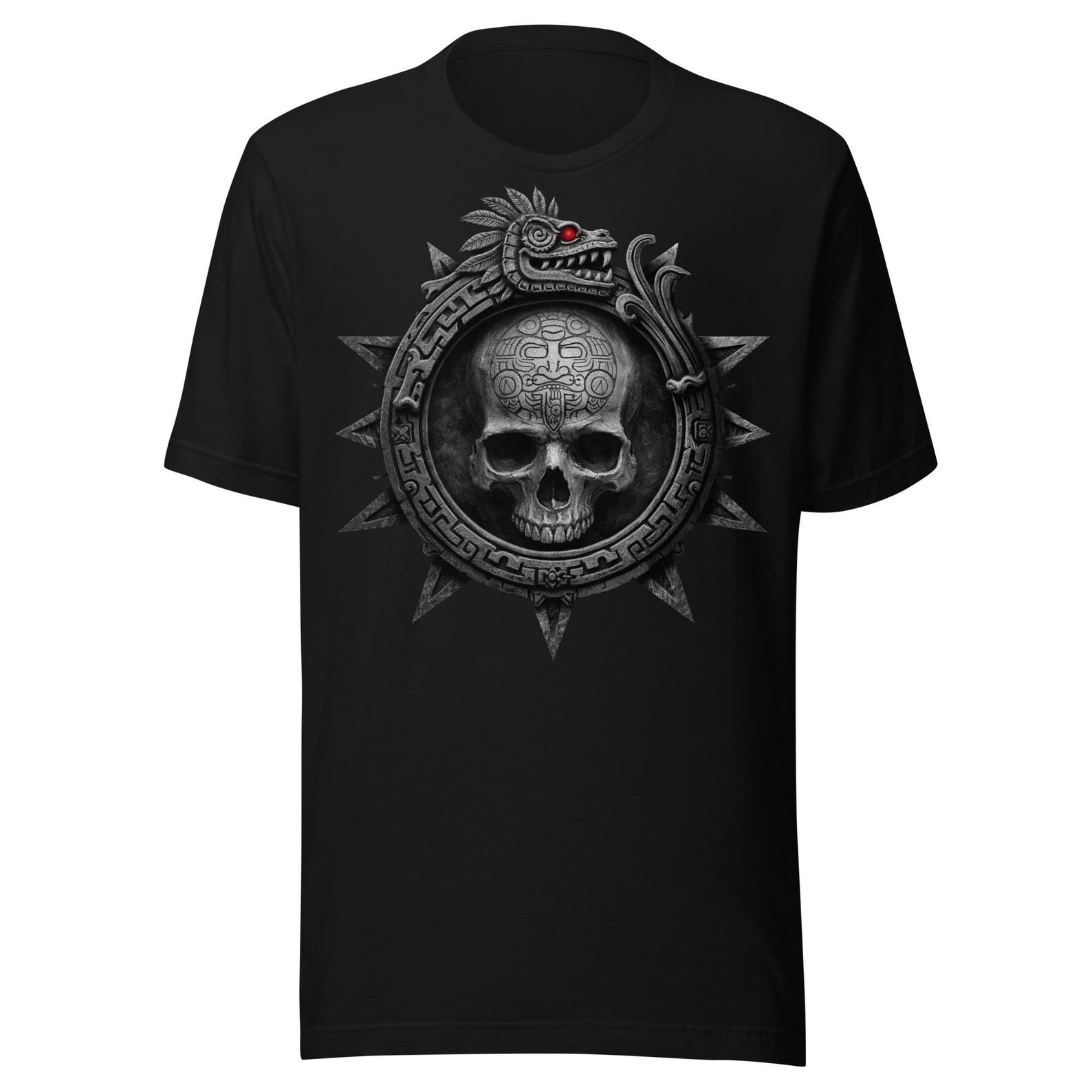 Aztec Skull Quetzalcoatl Stone Emblem Unisex t-shirt S