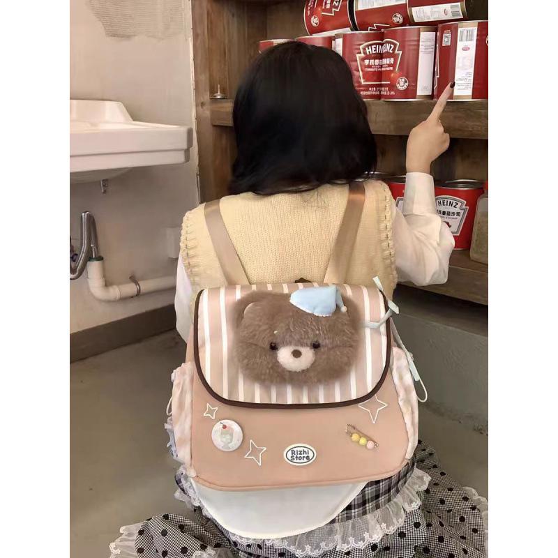 Mori-Style Large-Capacity Cartoon Doll Backpack for Junior and Senior High Students