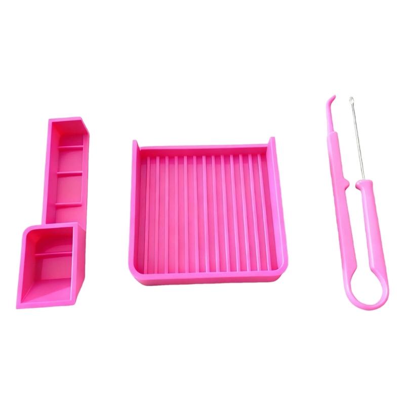 3er-Set Kalibrator für Perlenplatzierung mit Nadelwerkzeug und Tablett mit mehreren Fächern für präzise Bastelprojekte