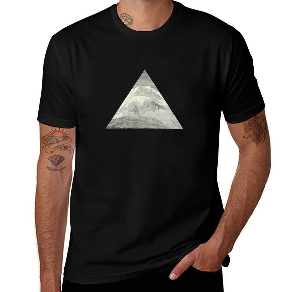 Mountain triangle TShirt Basic Plain Short Sleeve Crew Neck Tee