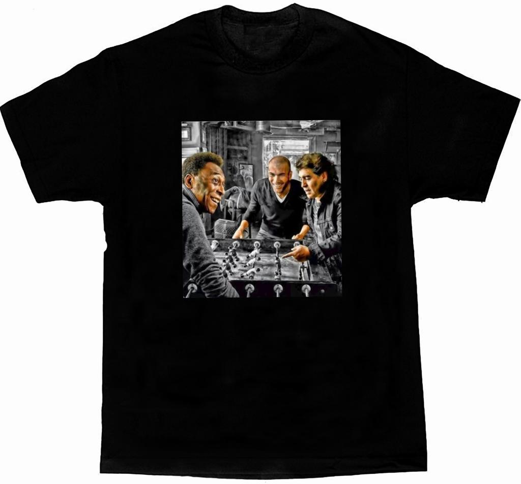 Zidane Diego Pele Tischkicker T-Shirt Sommer Baumwolle Kurzarm Rundhals Unisex T-Shirt Neu S3XL