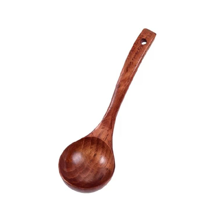 Curving Handle Wooden Kitchens Spoon For Soup Porridge Stirring Serving Heat Resistant Solid Wood Utensils Japanese Style Designs