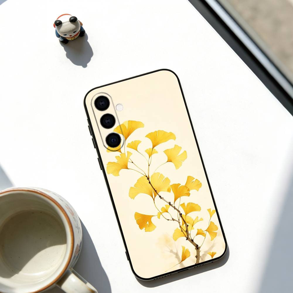 

Ginkgo Leaves Phone Case For Samsung Galaxy A73,A72,A71,A70,A53,A52,A51,Soft Black Cover Samsung a72