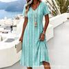 New digital printing, short-sleeved V-neck slim skirt dress creative shading skirt no
