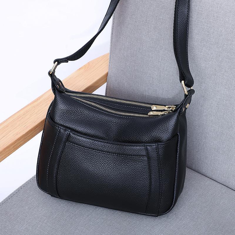 Nuevo Bolso Bandolera de Cuero Genuino de Gran Capacidad para Mujer Ins Bolso de Hombro Simple