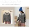 Women's Retro Color Block 100% Wool Cardigan - Round Neck Knit Jacquard Sweater for Autumn & Winter