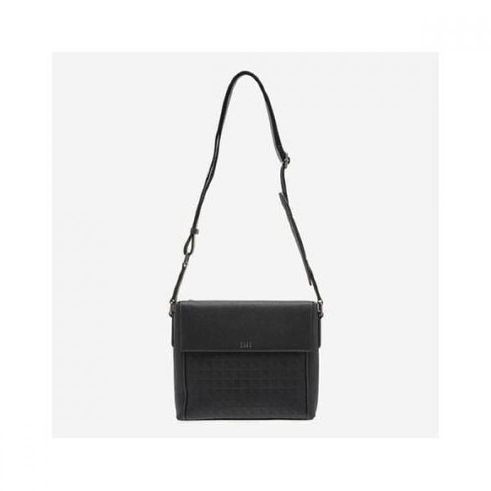 Daks Black Leather Crossbody Bag With Grid Pattern Dbba4f263bk