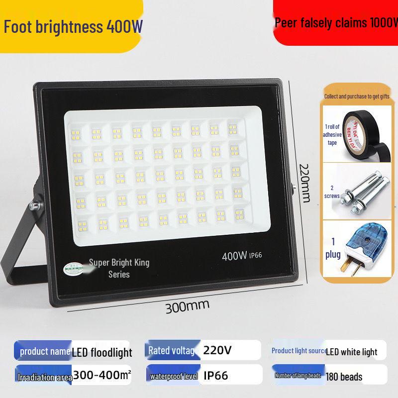 LED High-Power Outdoor Waterproof Floodlight: Super Bright Stadium Spotlight for Construction Sites