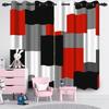 2Pcs Modern Mixed Color Geometric Pattern Blackout Curtain Bedroom Living Room Darkening Grommet Thermal Insulated Window Drapes