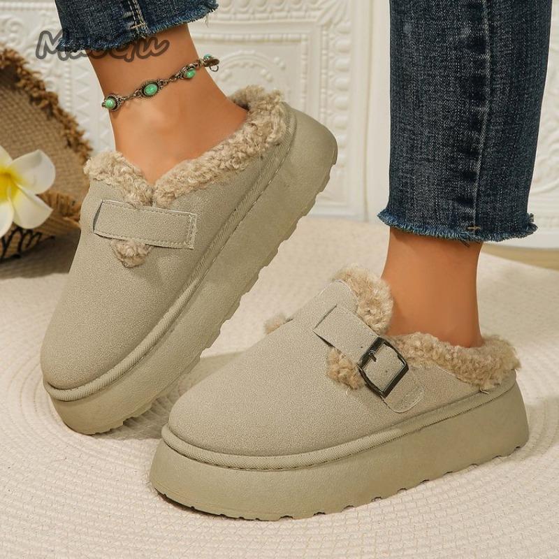 Fashion Autumn Winter Women Warm Snow Boots Short Plush Thick Bottom Shoes Women Footwear Slip-On Slippers Plus Size 36-44 Botas Mujer