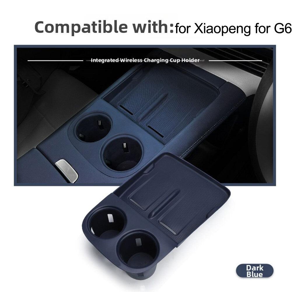 Kabelloses Ladegerät Schutzmatte Mit Aufbewahrungsbox Becherhalter Für XPeng Für G6 Ablagefach Organizer Auto Innenzubehör