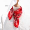 Hip Hop Black Red Printed 100% Natural Silk Scarf 51*51cm Small Squares Headband Kerchief Neck Wrap Gift for Girl Boy Women Men