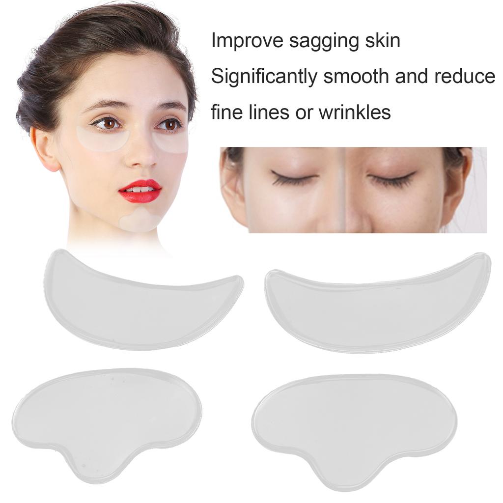 4Pcs Silicone AntiWrinkle Sticker Reusable Facial Eye Fine Line Removal Beauty Pads